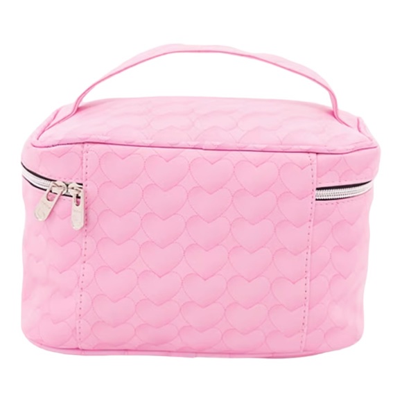 Bebe Pink Hearts LG Cosmetic Case Makeup Kit Silver Logo - Picture 6 of 10